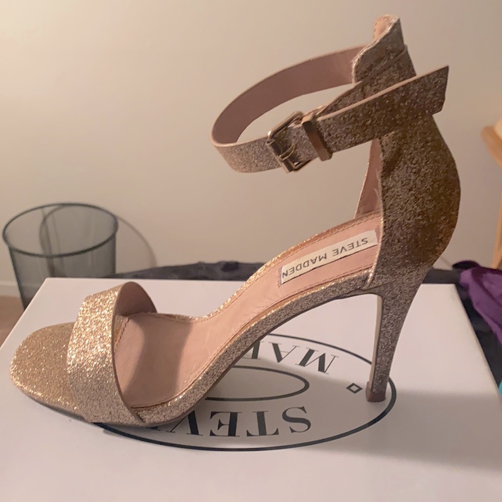 Steve Madden gold sandal heels